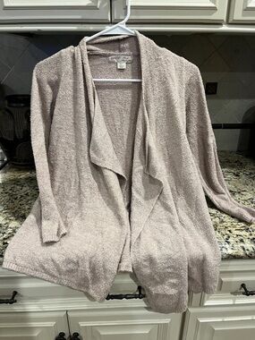 Barefoot Dreams Plush Open-Front Cardigan - Light Beige